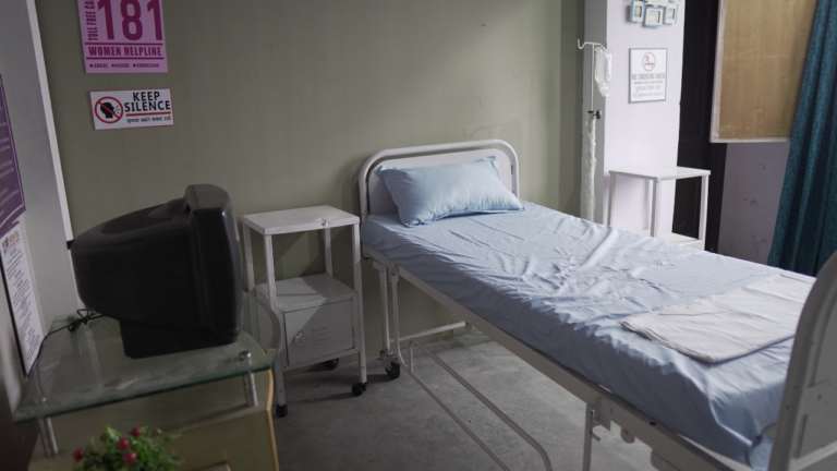 Hospital Private Room Setup shooting set at Desi ChalChitra Studio, Delhi