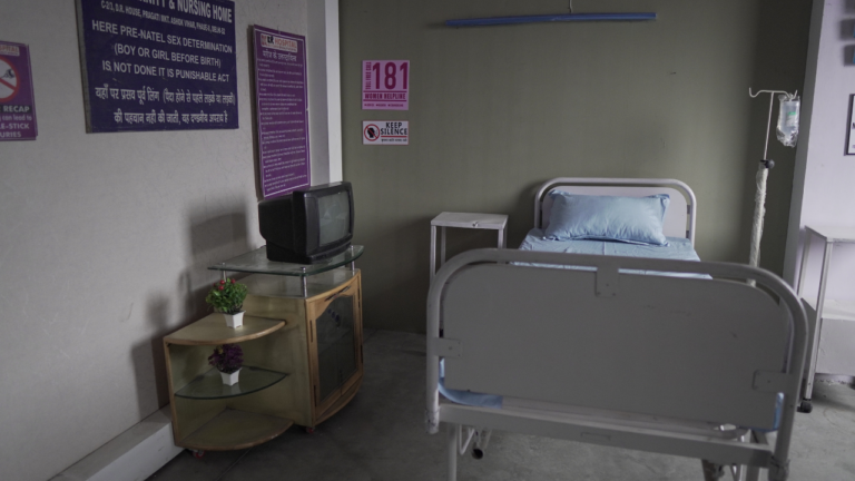 Hospital Private Room Setup shooting set at Desi ChalChitra Studio, Delhi