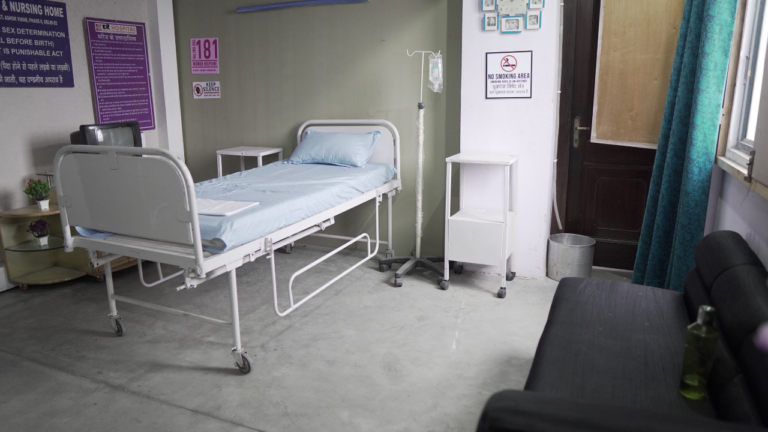Hospital Private Room Setup shooting set at Desi ChalChitra Studio, Delhi